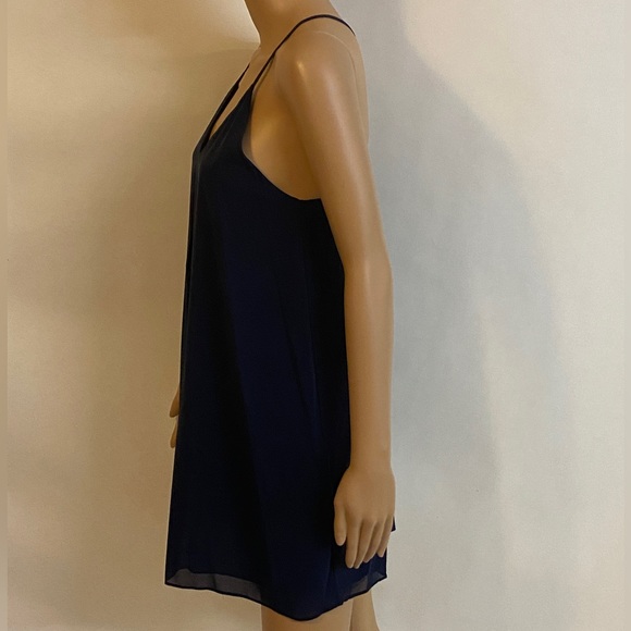 Alice + Olivia Fierra Silk Blend Tank Dress Navy Blue Y-Back Mini Size XS/TP - Picture 7 of 13